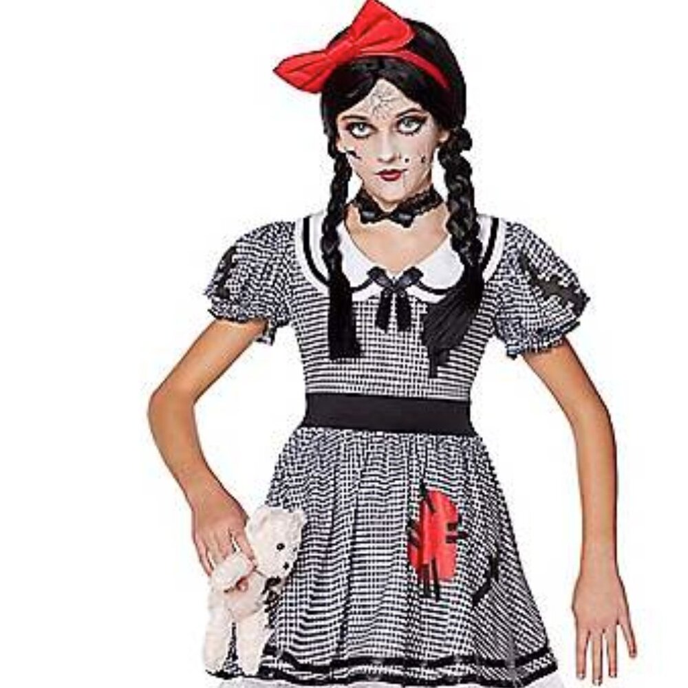 Kids Wind-Up Doll Costume, Spirit Halloween.     (F)